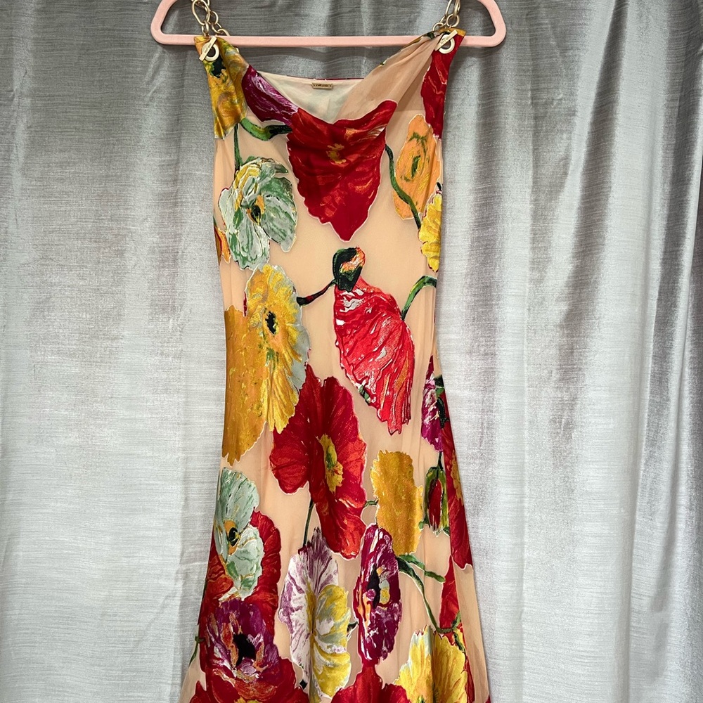 Cult Gaia Strapless Dress with Bold Floral Design